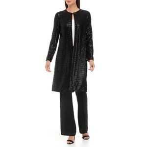 Anne Klein shimmer cardigan solid black - side slit